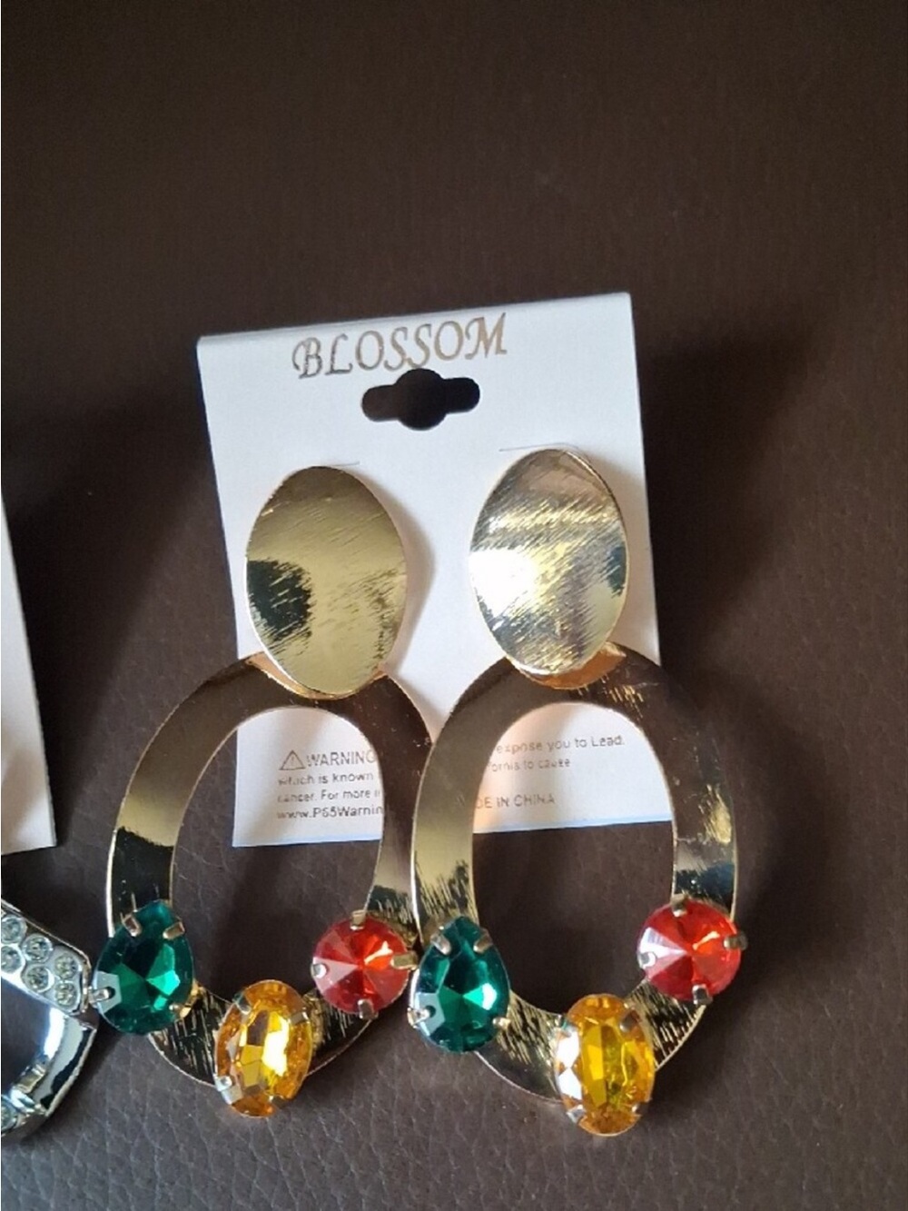 Gold Hoop Earrings with Multicolor Gemstones